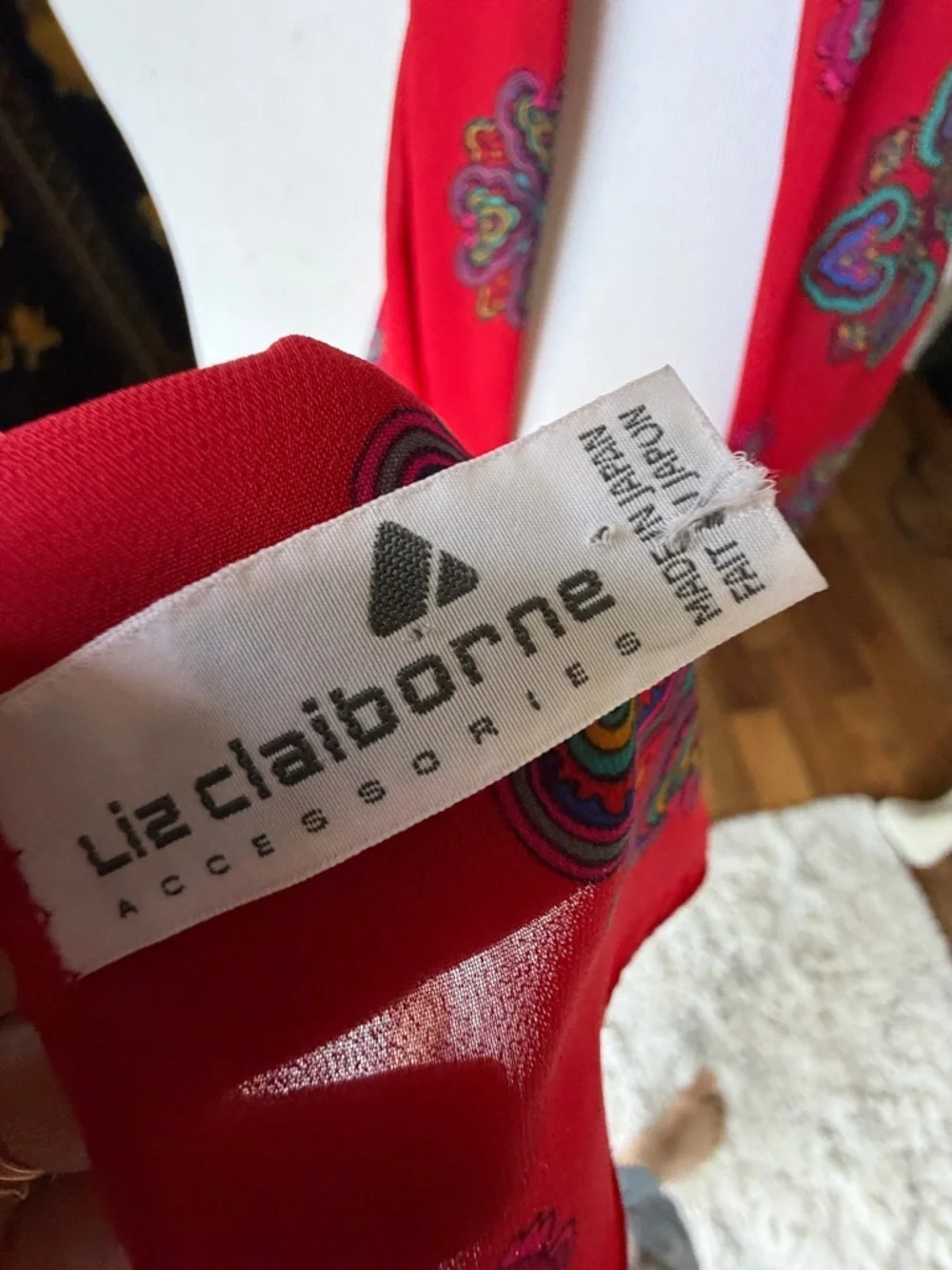 Liz Claiborne Red Paisley Silk-Blend Scarf